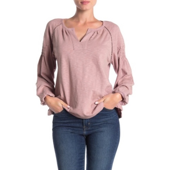 NWT Frye Boho Smocked Knit Peasant Blue Top L - Picture 4 of 11